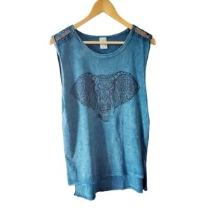 American Age Mandala Print Elephant Tank Top Size Large